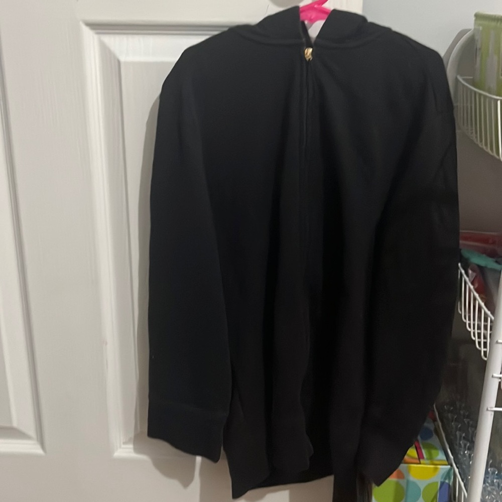 Black jacket with striped hood S